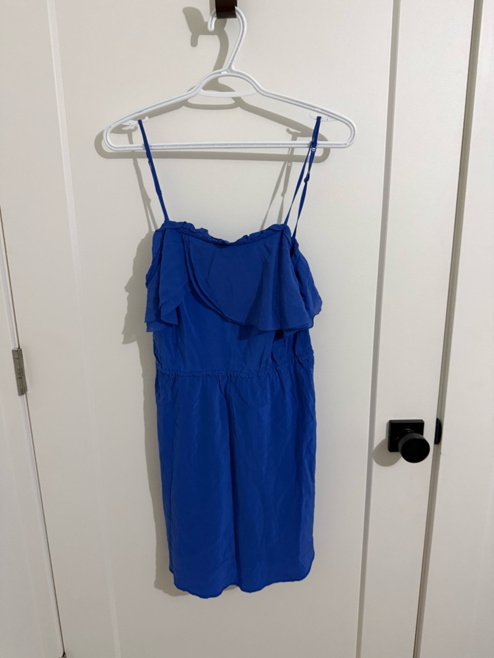 Wilfred Cobalt Blue Ruffled Neckline Dress